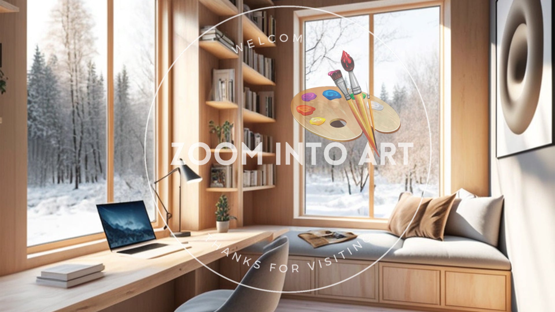Light Wood Office with a big Picture Window