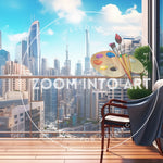 Balcony Overlooking A Futuristic City