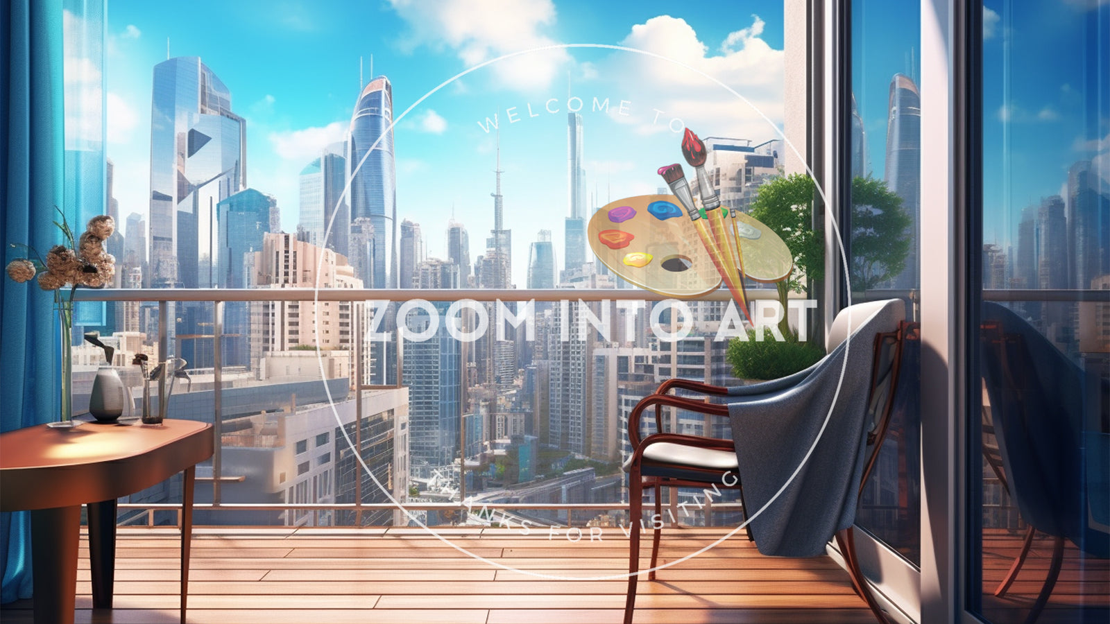 Balcony Overlooking A Futuristic City