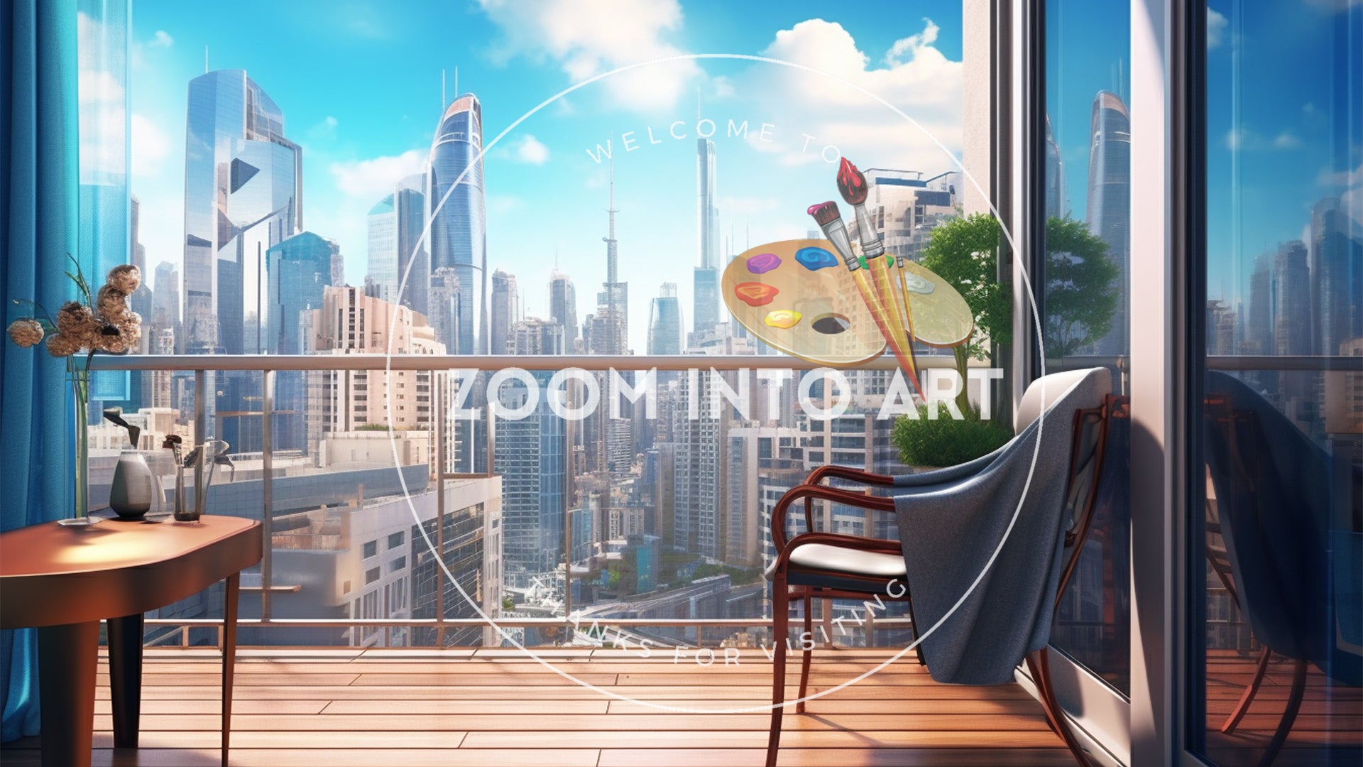 Balcony Overlooking A Futuristic City