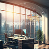 Luxury Office interior Hall with Huge Windows and Light