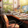 Office Background with Greenery and Bright Sun Shade