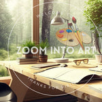 Sunlight in Forest and Natural Wooden Desk
