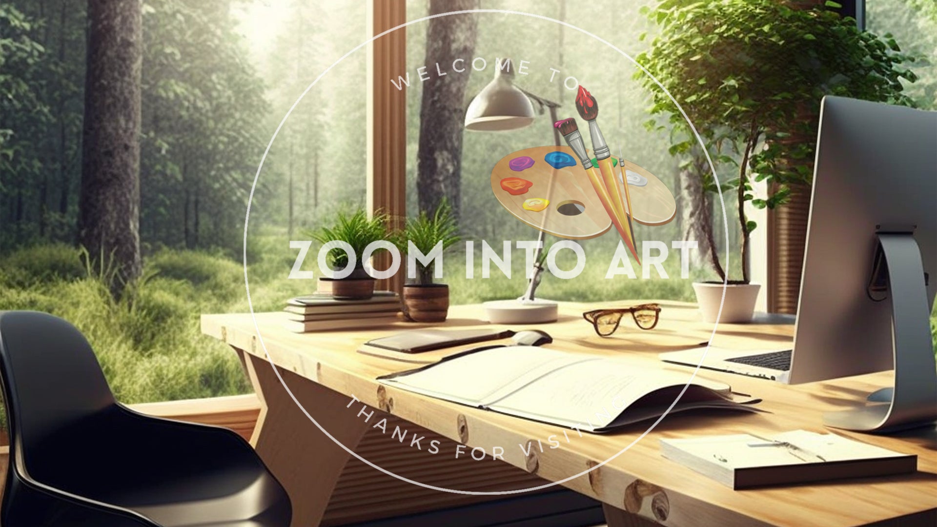 Sunlight in Forest and Natural Wooden Desk