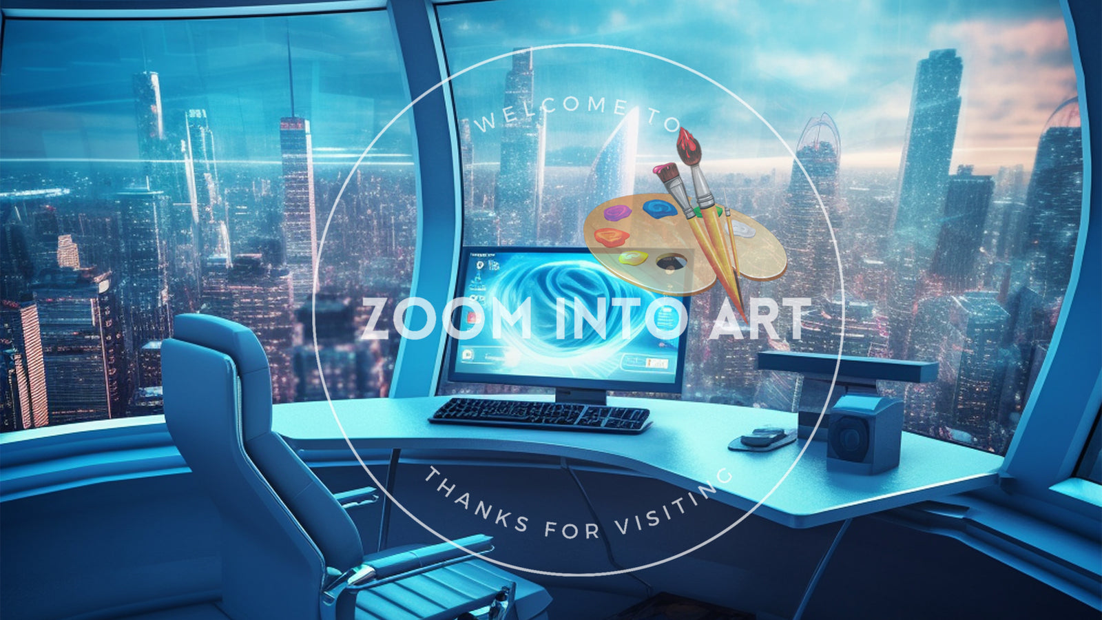 Futuristic Workstation and Office Window View