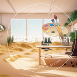Big Office Space with Sand and Grass on the Floor
