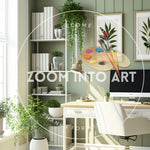 Spacious Home Office with Green Tones