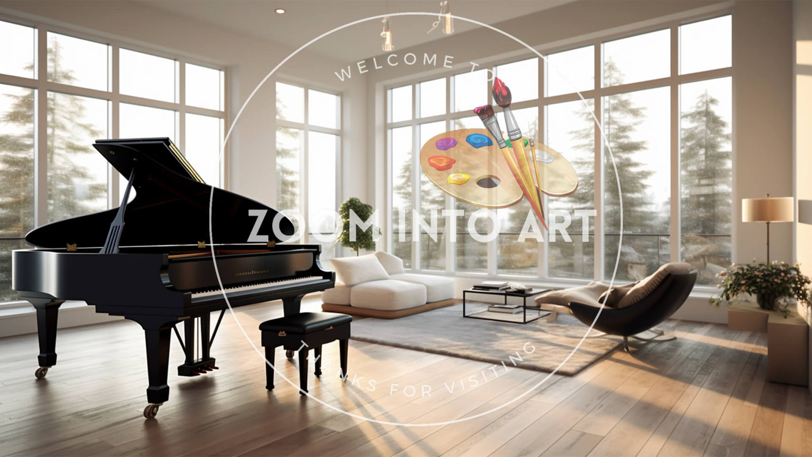 Open Plan Living Room with Piano