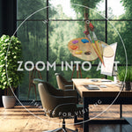 Indoor Office Wood Floor View of Green Nature Outside