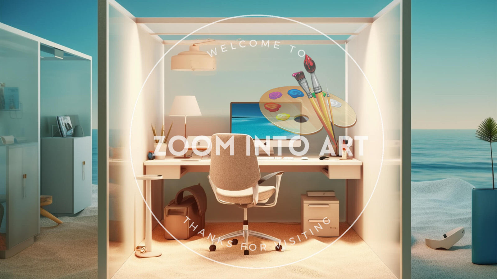 Office Cubicle on the Beach