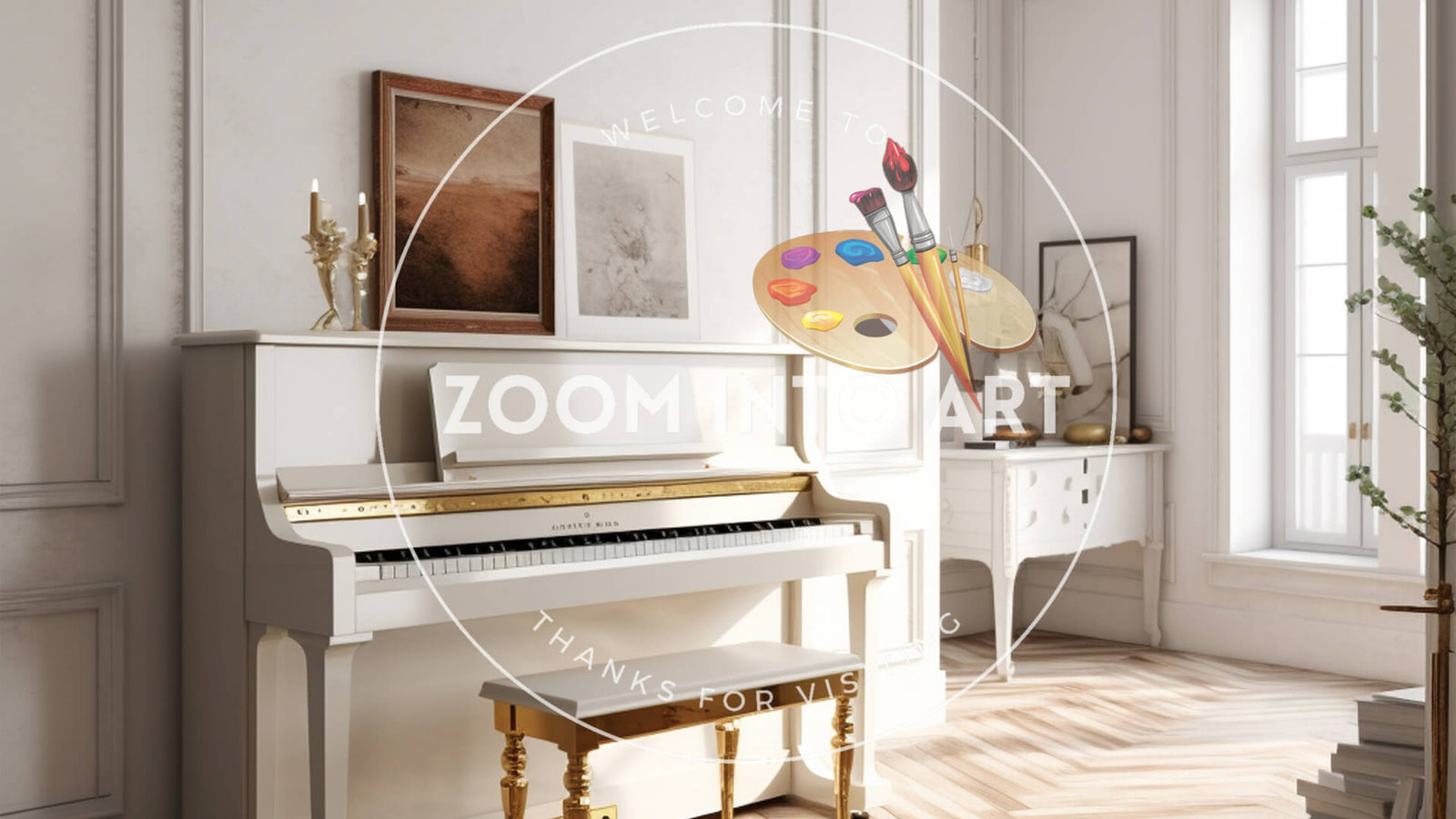 Upright White Piano Modern Interior Style