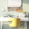 Desk with a Poster and Yellow Chair
