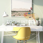 Desk with a Poster and Yellow Chair