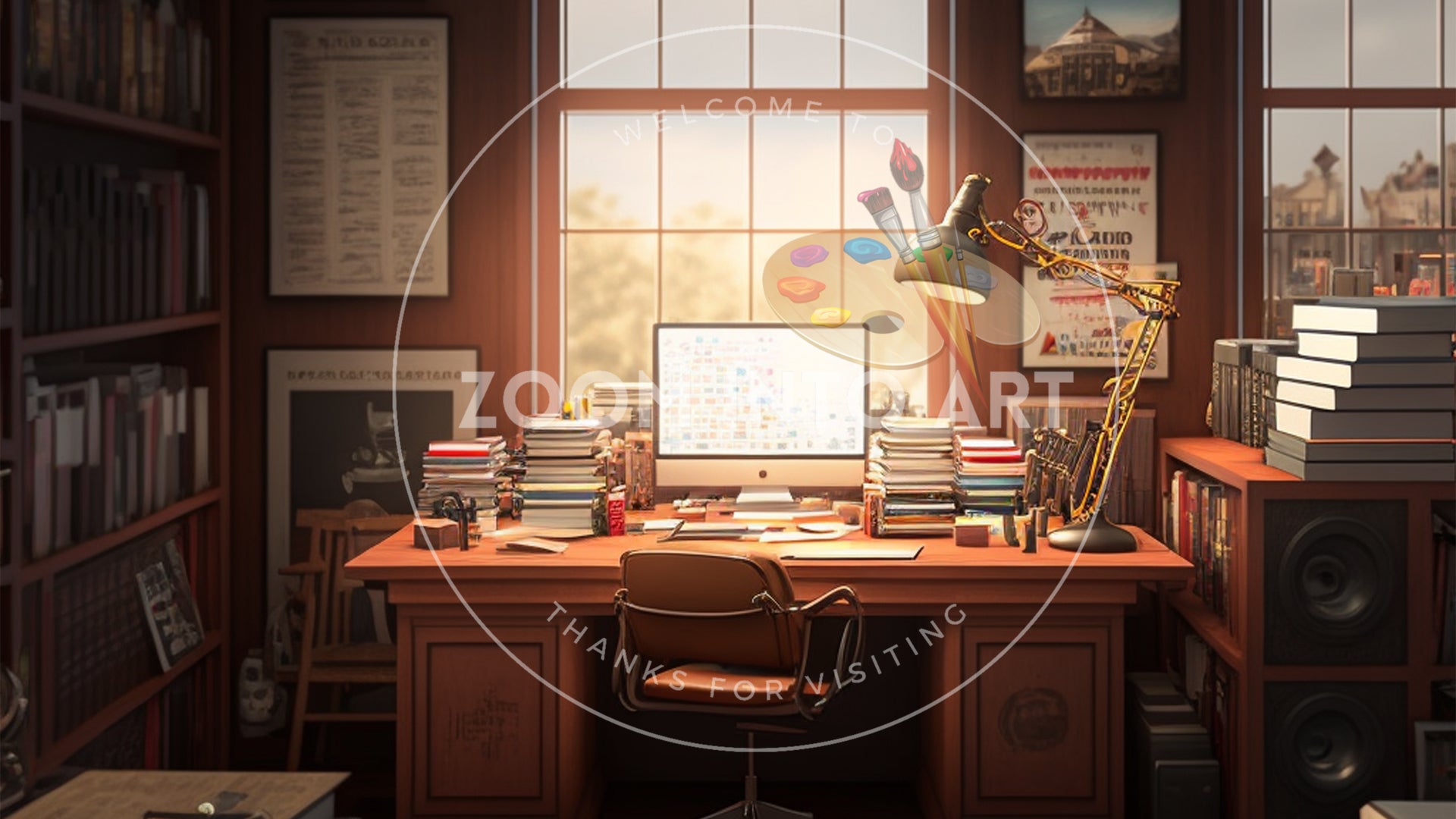 Beautiful Office of a Screenwriter with Lots of Notes