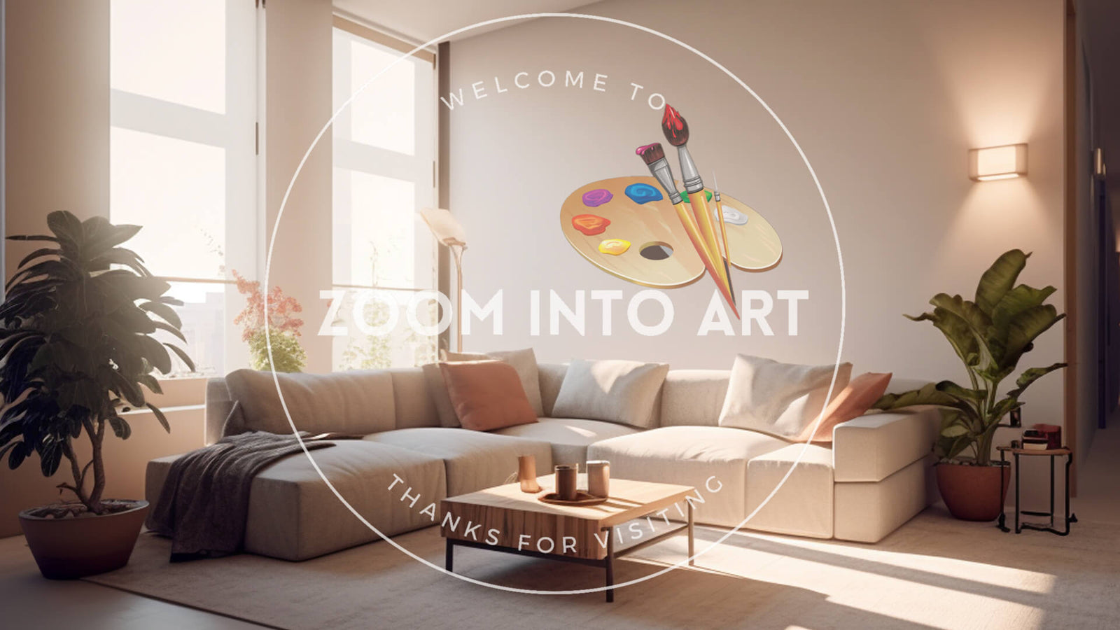 Sun Light Beaming from Windows into Calm Living Room