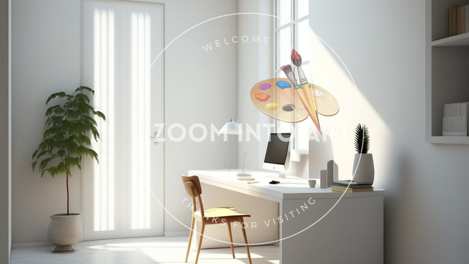Modern Minimalist Office Room with Clean Walls