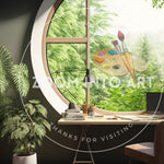 Contemporary Home Office with a Large Window