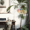 Simple Home Office with Tall Rubber Tree Plant