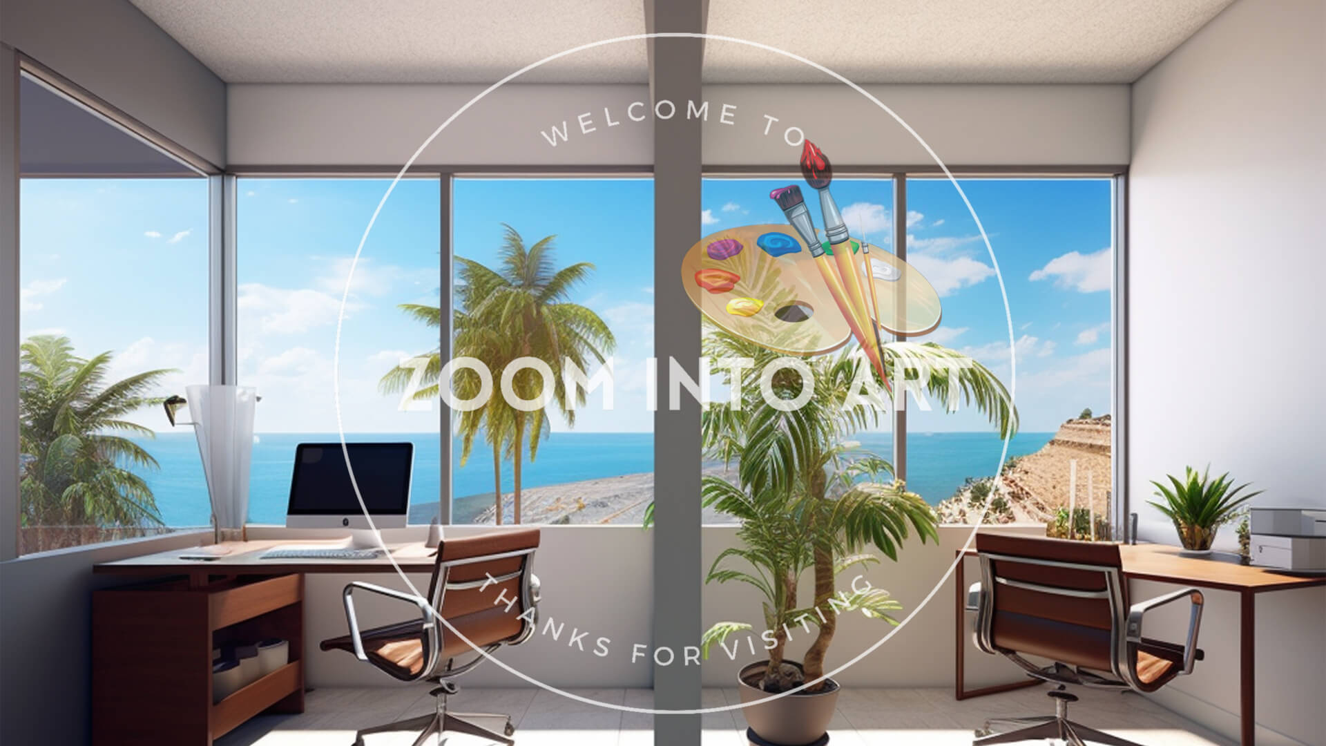 Contemporary Office with Beach View