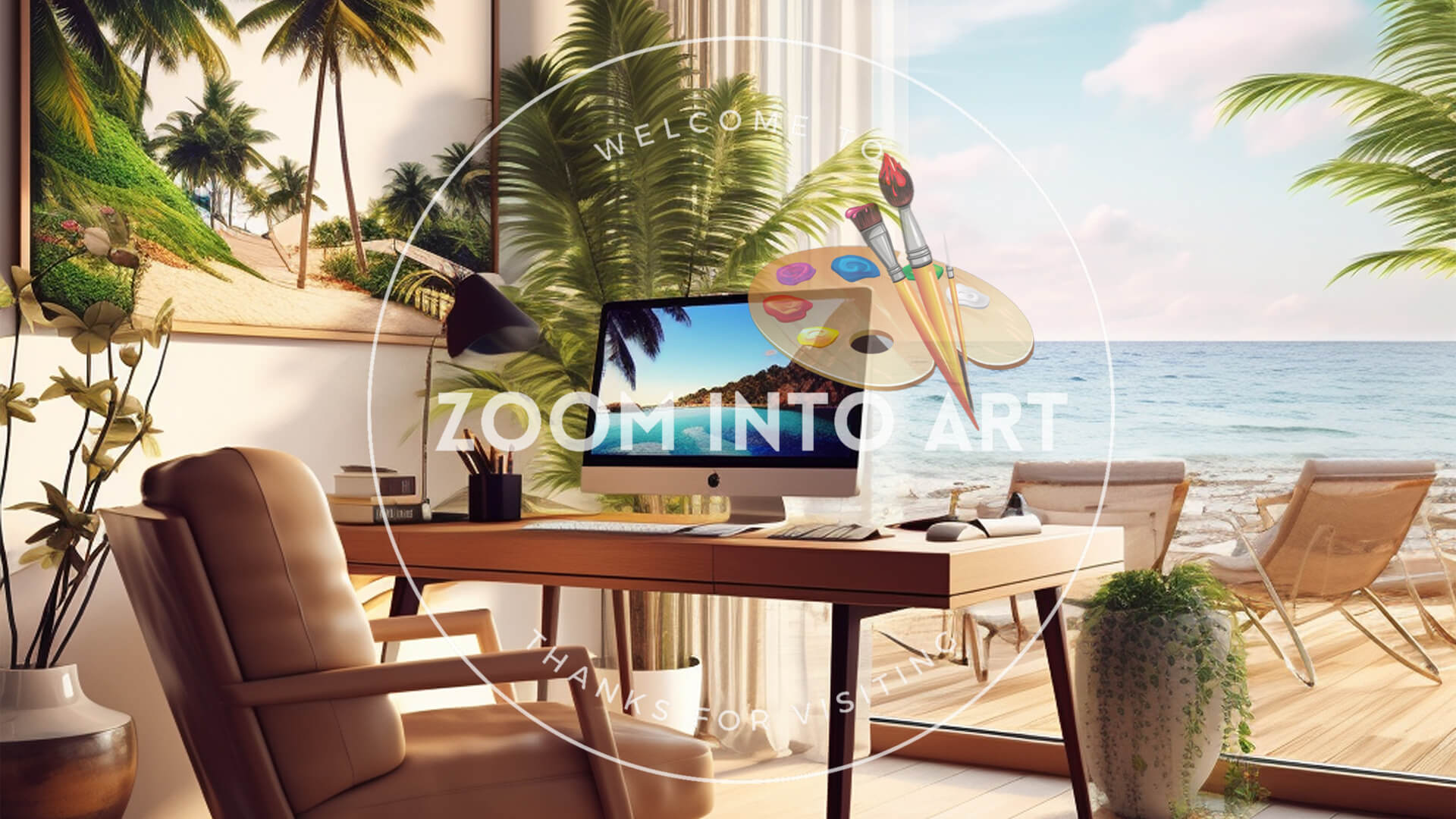 Perfect Workspace Classy Clean Interior and Blue Sea