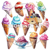 17 Watercolor Ice Cream PNGs – Summer Dessert Clipart for Cricut, Scrapbooking & Digital Projects
