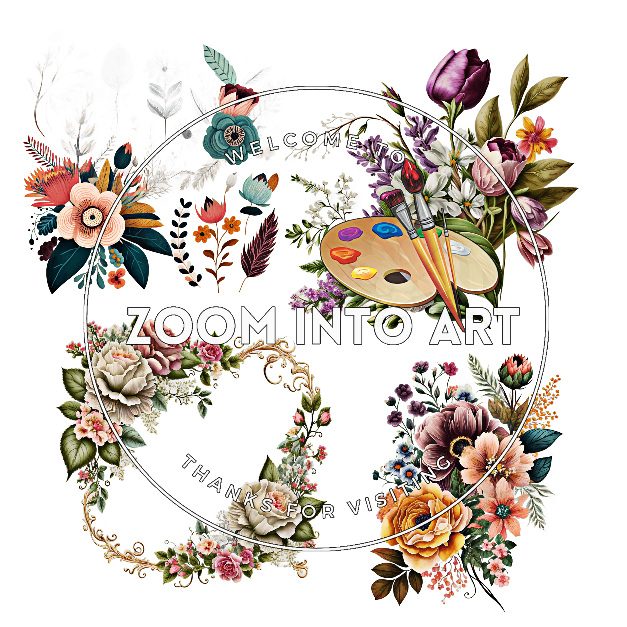 8 Boho Sapphire Dream Flower PNG Clipart – Aesthetic Floral Design Elements