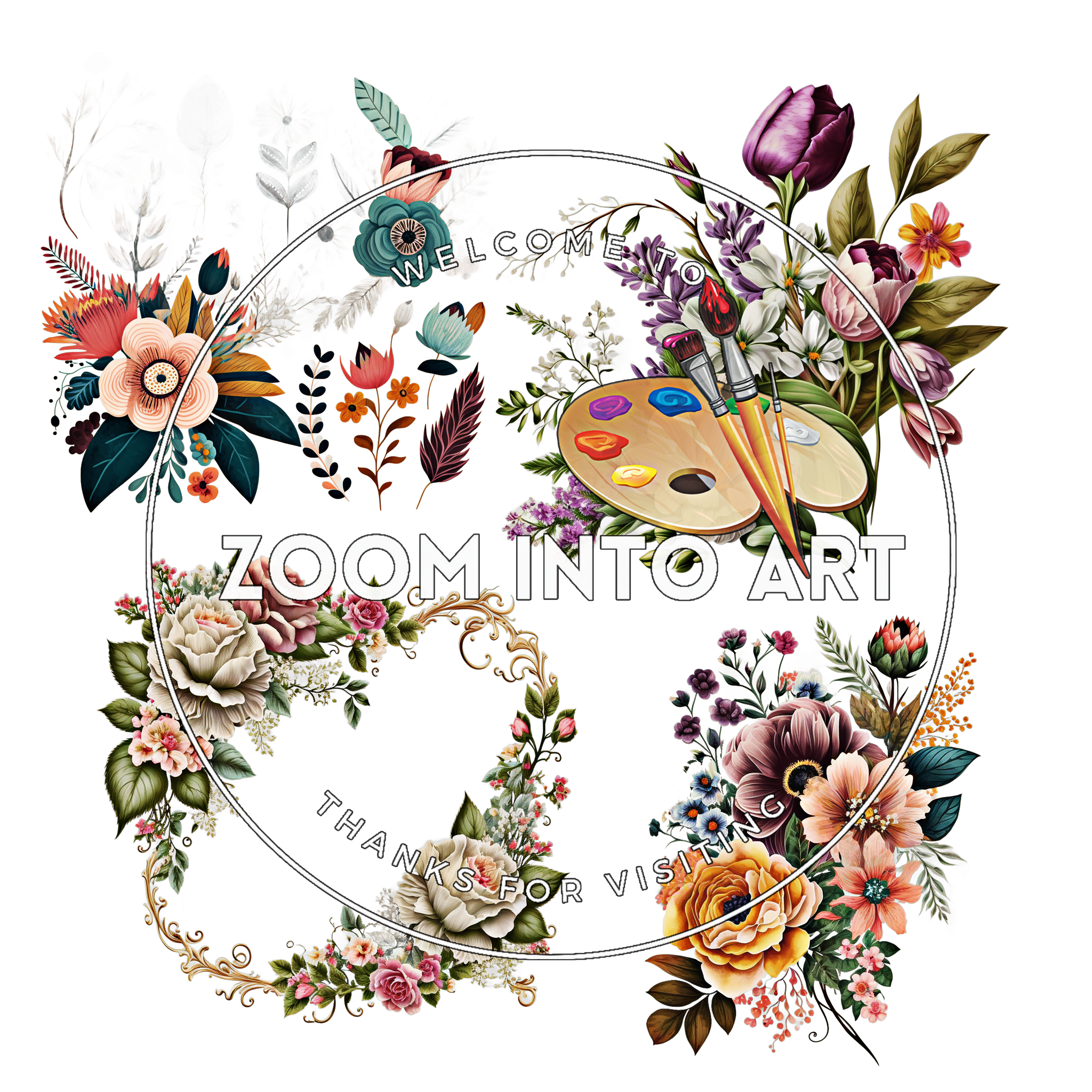 8 Boho Sapphire Dream Flower PNG Clipart – Aesthetic Floral Design Elements