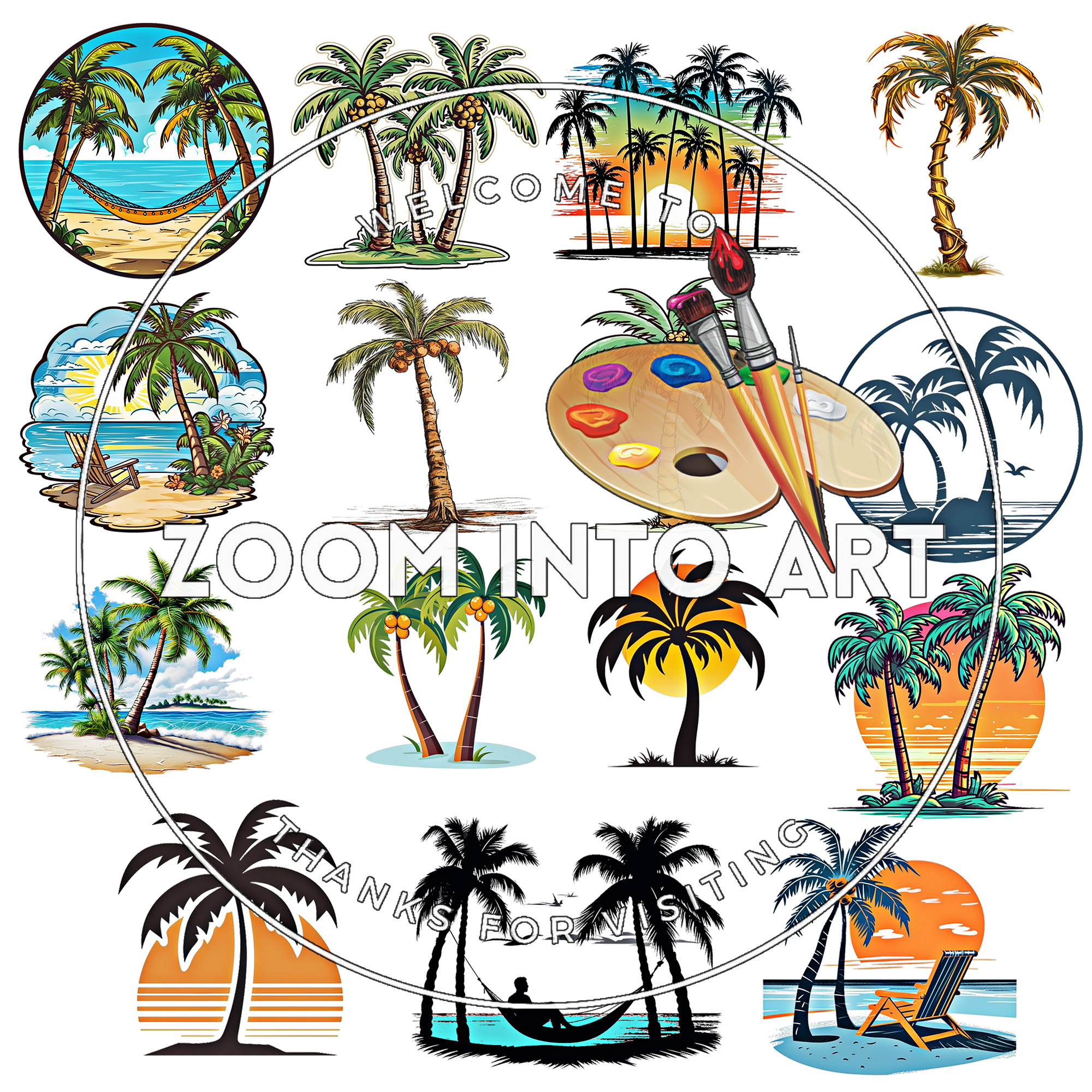 30 Palm Trees Transparent PNG Pack
