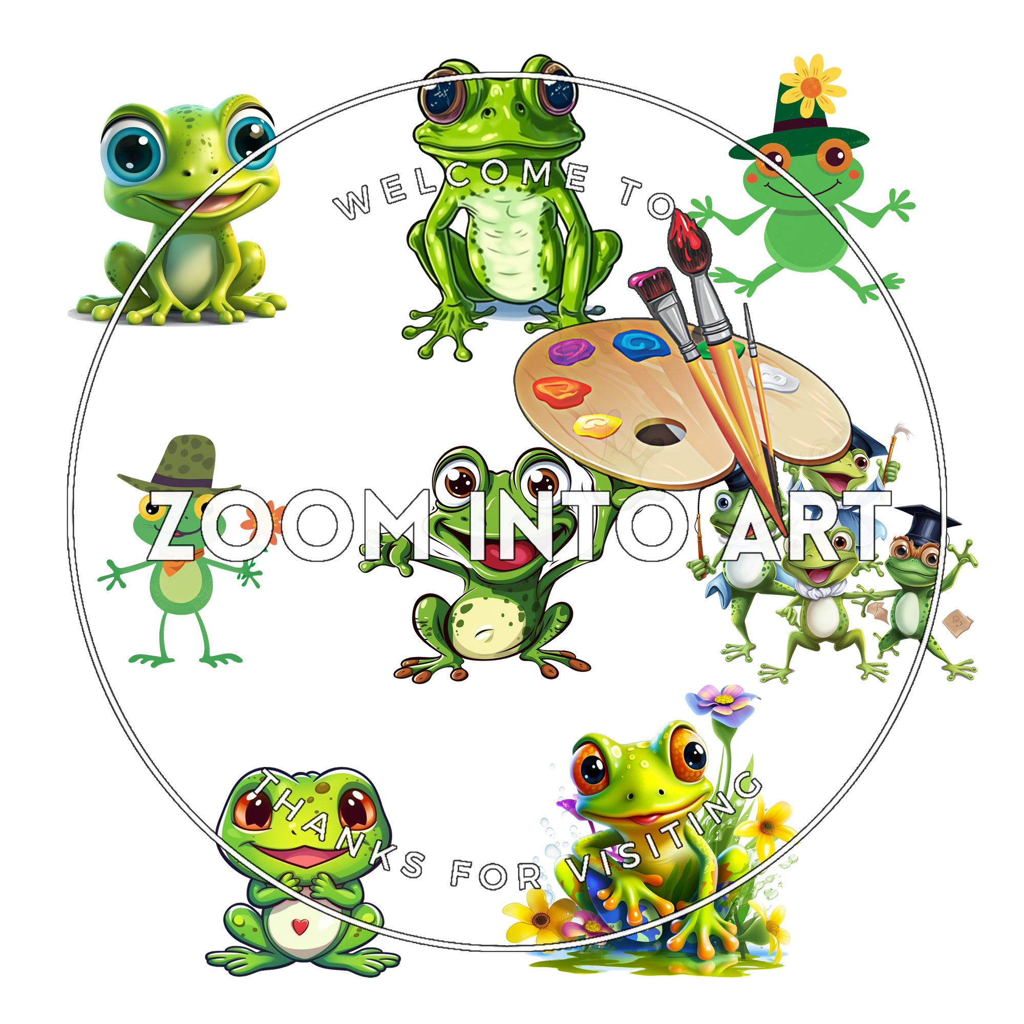 Frog Clipart Set – 12 High-Quality PNGs with Transparent Background