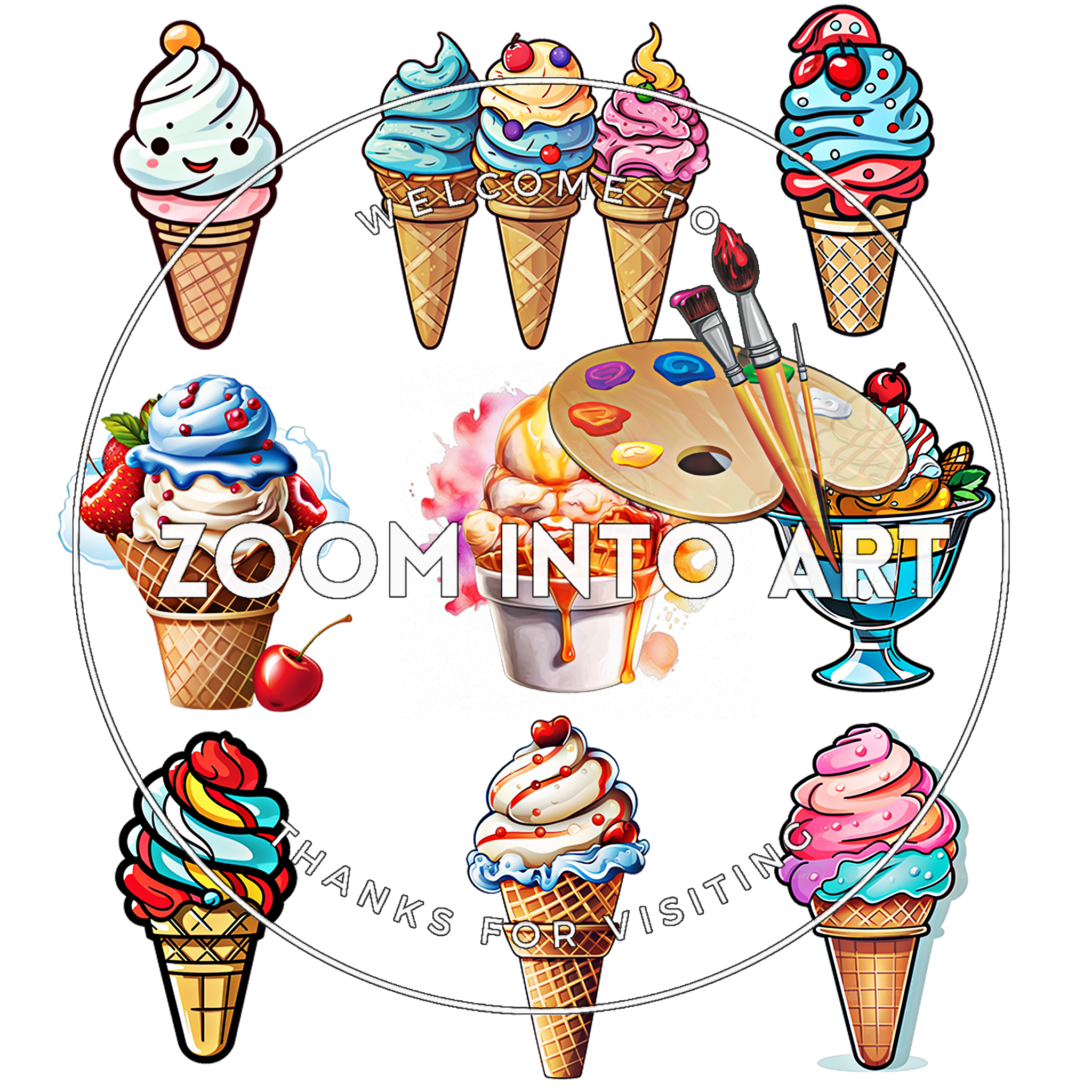 Colorful Ice Cream PNG Clipart Pack of 19