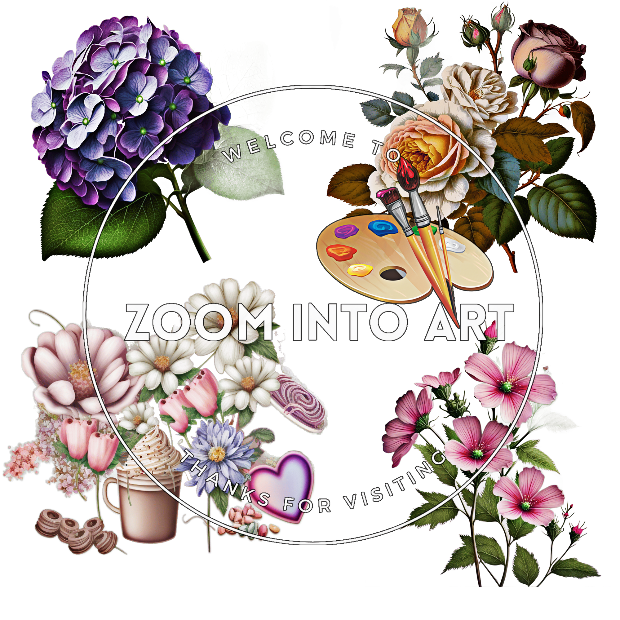 8 Boho Sapphire Dream Flower PNG Clipart – Aesthetic Floral Design Elements