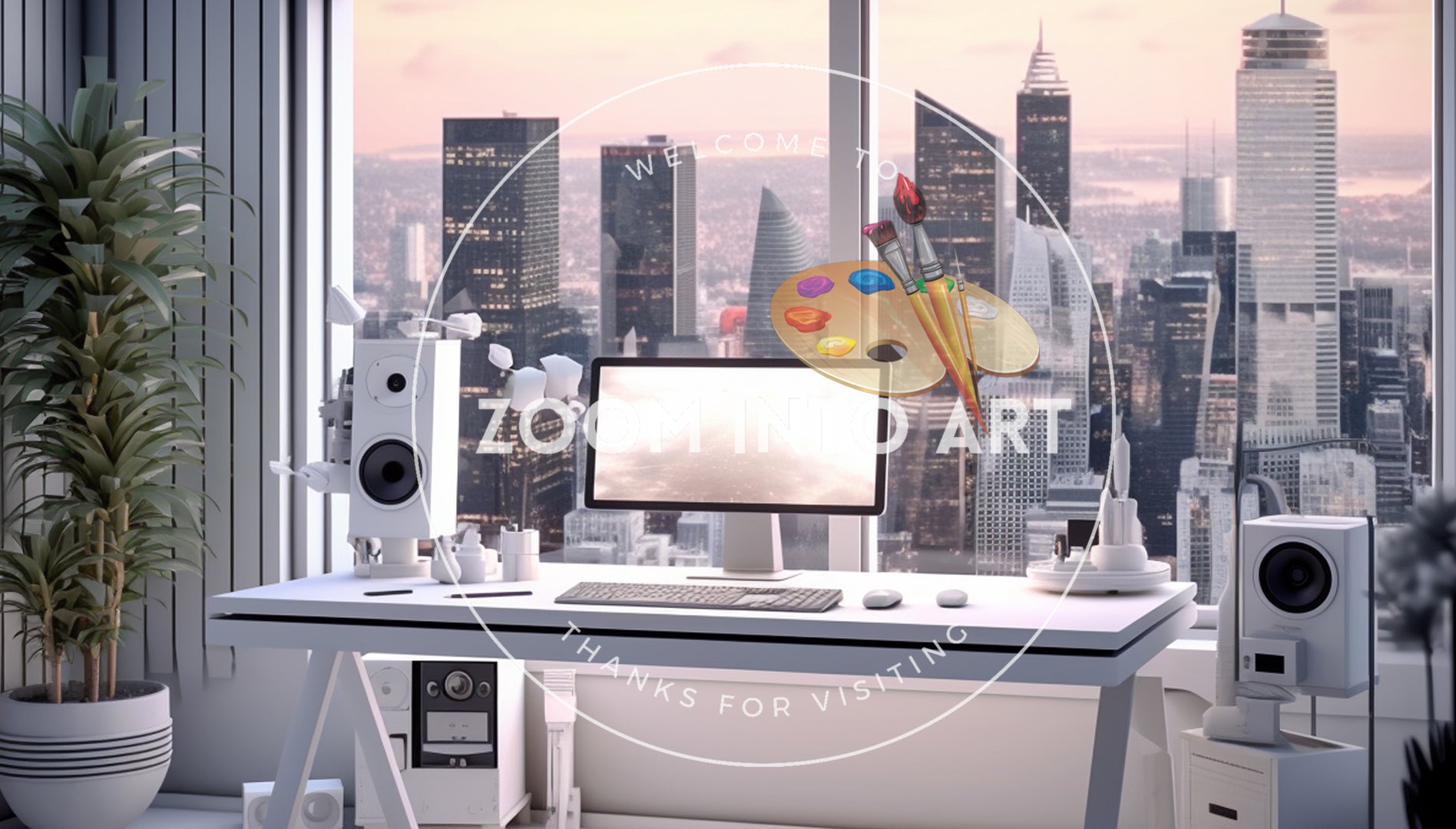 White Minimal Beautiful Office Setup