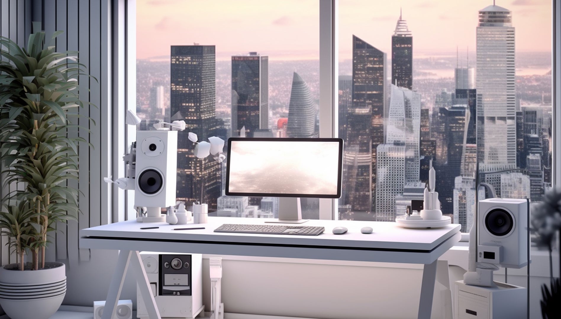 White Minimal Beautiful Office Setup